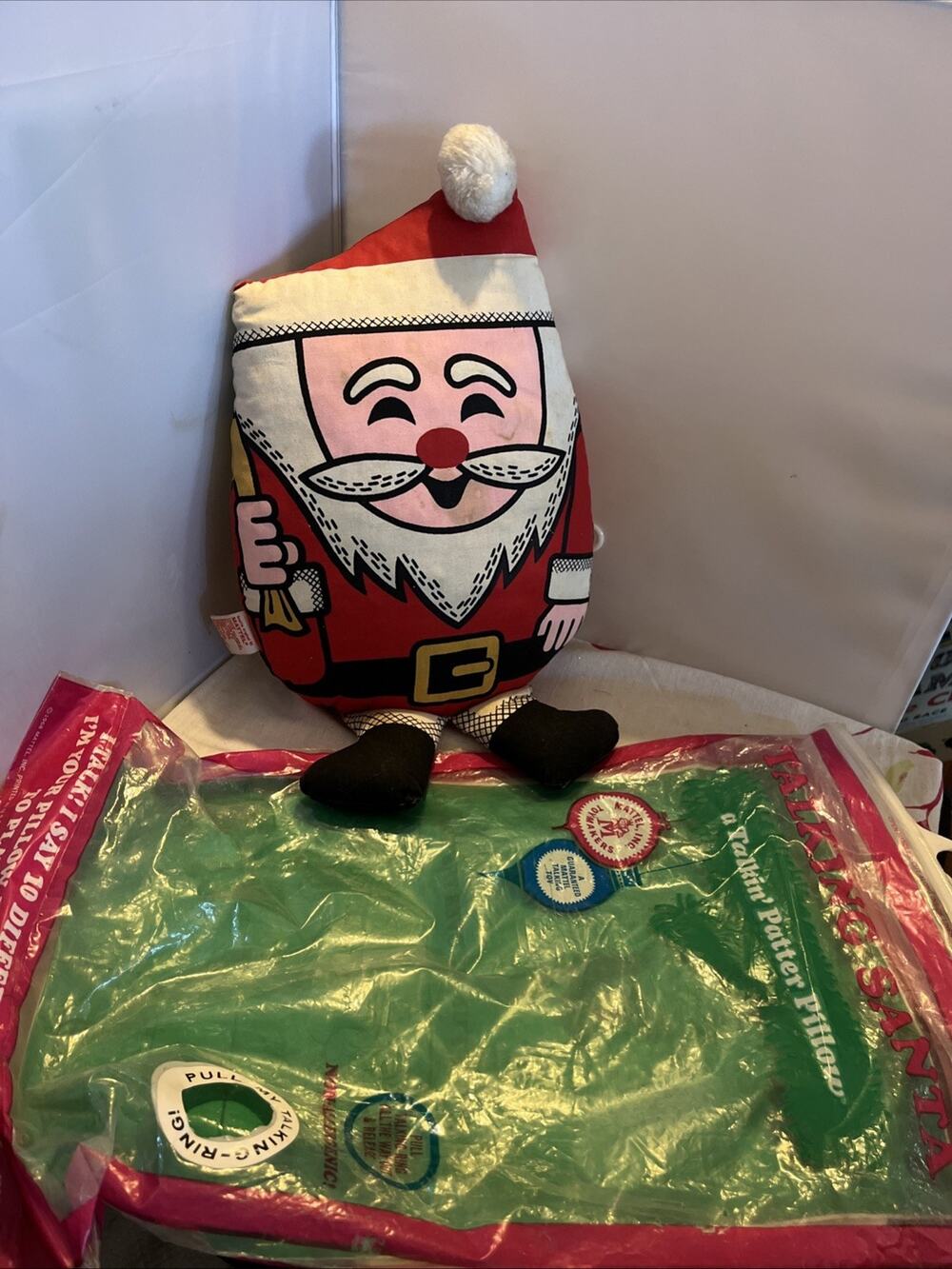 Vintage 1968 Talking Santa Talkin' Pattern Pillow DOES NOT Talk with Bag